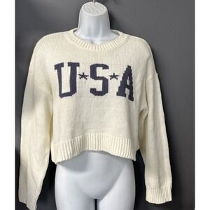 Grayson‎ Threads Women's Small Cropped Sweater USA Spellout Patriotic Casual